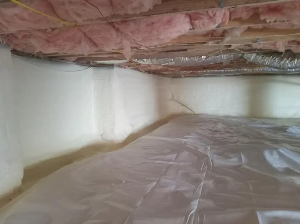 Crawl space encapsulation with closed-cell spray foam for Flat Roof Repair in Tinley Park